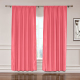 3 Inches Rod Pocket Soundproof Fuax Silk Window Curtain Panel with Blackout Lined LHZ
