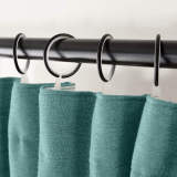 Flat Hook Heavyweight Faux Linen Curtain For Traverse Rod Ring Clip or Track Olive