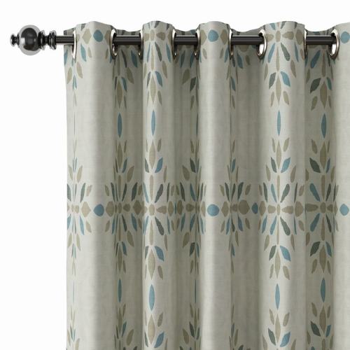 Abstract Print Polyester Linen Curtain Drapery with Privacy Blackout Thermal Lining CINDY