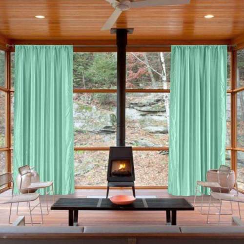 3 Inches Rod Pocket Soundproof Fuax Silk Window Curtain Panel with Blackout Lined LHZ