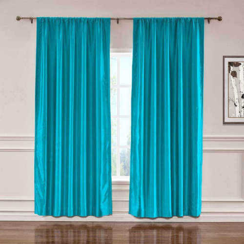 CUSTOM Lao Hang Zhou Turquoise Polyester Cotton Thermal Insulated Curtain