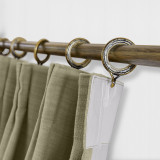 Pinch Pleated Faux Linen Window Curtain with Blackout Lined LIZ