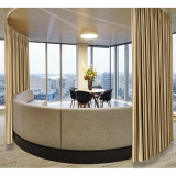 Polyester Cotton Silky Drape with Blackout Lined Pinch Pleated Window Curtain Panel LHZ
