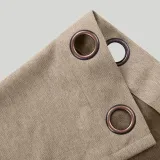 Antique Bronze Grommet Faux Linen Curtain Panel Olive