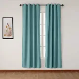Antique Bronze Grommet Faux Linen Curtain Panel Olive