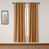 Antique Bronze Grommet Faux Linen Curtain Panel Olive