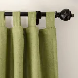Textured Faux Linen Window Curtain Tab Top Drapery Olive