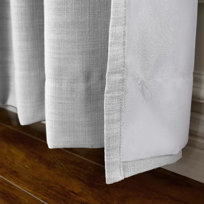 CUSTOM Liz Beige White Polyester Linen Window Curtain Drapery with Lined