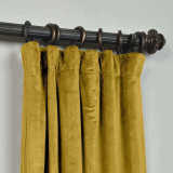 CUSTOM Birkin Yellow Velvet Curtain Drapery For Traverse Rod Pole or Track