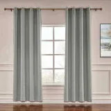 CUSTOM Liz Rock Grey Polyester Linen Window Curtain Drapery with Lined