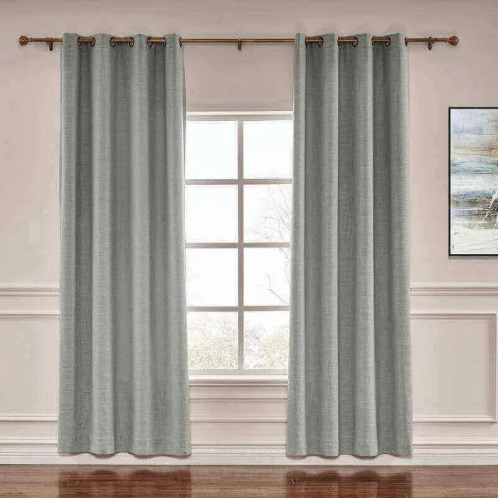 CUSTOM Liz Rock Grey Polyester Linen Window Curtain Drapery with Lined
