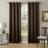 Set of 2 Antique Bronze Grommet Thermal Insulated Blackout Curtain Paz
