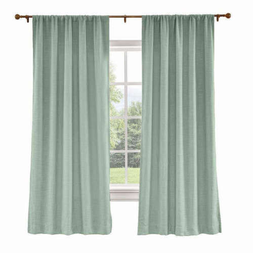CUSTOM Liz Aqua Polyester Linen Curtain Drapery with Lined