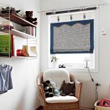 Houndstooth Polyester Cotton Roman Shade In Blue