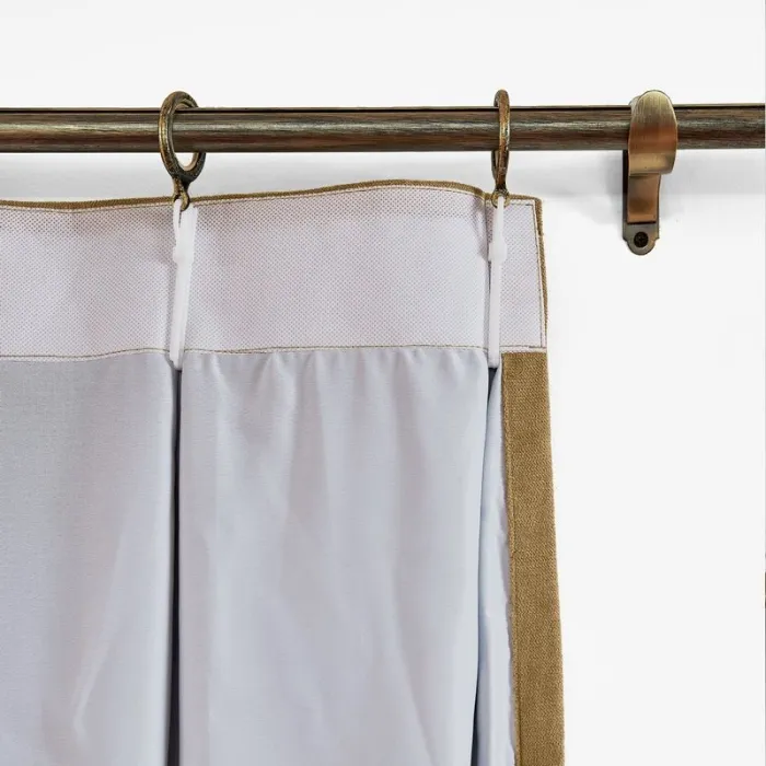 CUSTOM Kante Brown Polyester Cotton Drapery With Lining Curtains