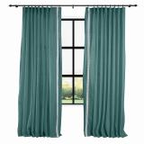 AMARA Polyester Linen Curtain Drapery With Decorative Trim Custom Sold Per Pair