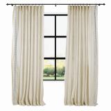 AMARA Polyester Linen Curtain Drapery With Decorative Trim Custom Sold Per Pair