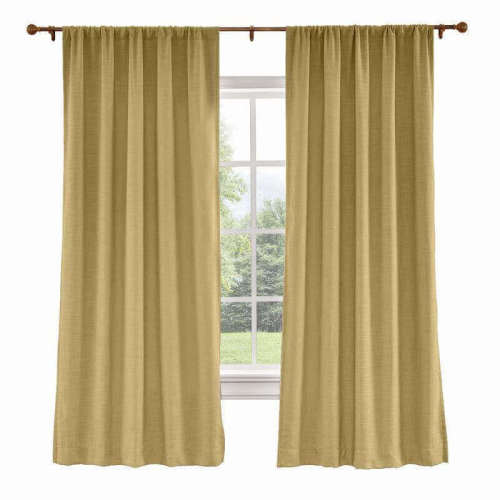 CUSTOM Liz Khaki Polyester Linen Curtain Drapery with Lined