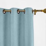 CUSTOM Kante Blue Gray Polyester Cotton Drapery With Lining Curtains