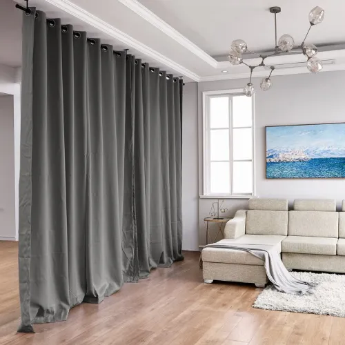 Hanging Rod Room Divider Flame Retardant Fireproof Curtain Kit for Any Space