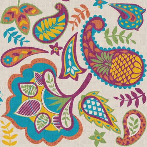 Paisley Print Polyester Linen Curtain Drapery with Privacy Blackout Thermal Lining ABBY
