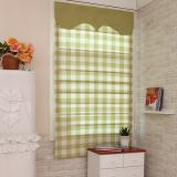 Plaid Print Polyester Cotton Roman Shade In Green