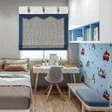 Houndstooth Polyester Cotton Roman Shade In Blue
