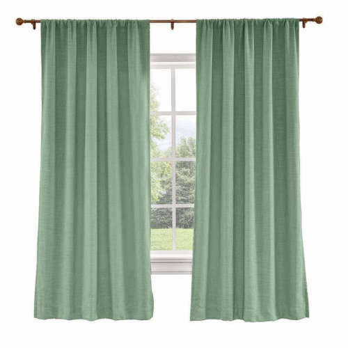 CUSTOM Liz Pale Turquoise Polyester Linen Curtain Drapery with Lined