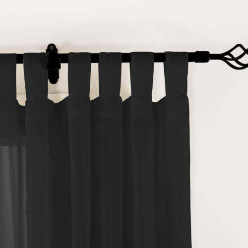 CUSTOM Scandina Black Indoor Outdoor Sheer Curtain Voile Drapery