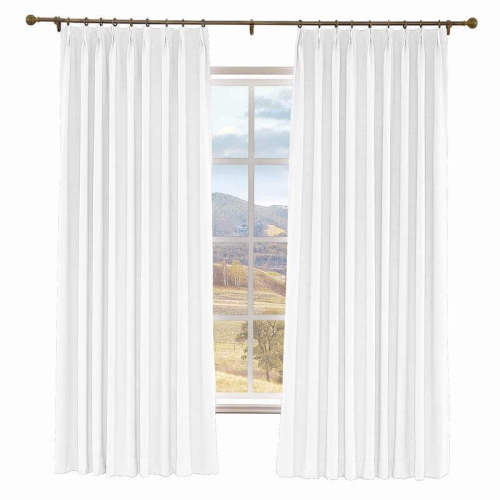 CUSTOM Liz Snow White Polyester Linen Curtain Drapery with Lined