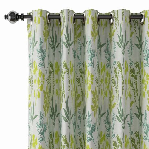 Floral Print Polyester Linen Curtain Drapery with Privacy Blackout Thermal Lining BLAKE