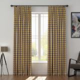 Abstract Print Polyester Linen Curtain Drapery with Privacy Blackout Thermal Lining CLARK
