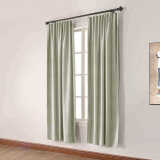 CUSTOM Olive Grey Green Luxury Textured Faux Linen Curtain