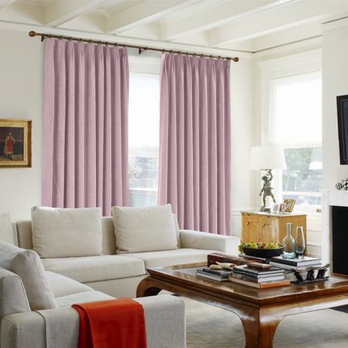 CUSTOM Kante Light Lavender Polyester Cotton Drapery With Lining Curtains