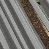 AMARA Polyester Linen Curtain Drapery With Decorative Trim Custom Sold Per Pair