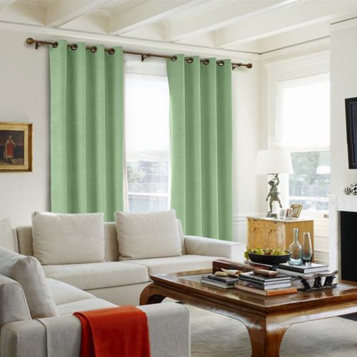 CUSTOM Kante Grass Green Polyester Cotton Drapery With Lining Curtains