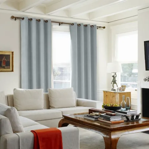 CUSTOM Kante Beige White Polyester Cotton Drapery With Lining Curtains