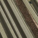 AMARA Polyester Linen Curtain Drapery With Decorative Trim Custom Sold Per Pair