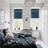 Stripe Print Polyester Roman Shade In Navy