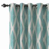 Geometric Print Polyester Linen Curtain Drapery with Privacy Blackout Thermal Lining COLIN