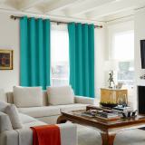 CUSTOM Kante Turquoise Polyester Cotton Drapery With Lining Curtains