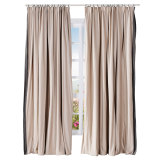 ADAH Velvet Curtain Drapery with Color Border Custom Sold Per Pair