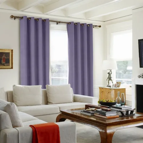 CUSTOM Kante Purple Polyester Cotton Drapery With Lining Curtains