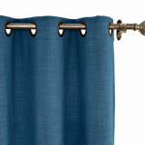 CUSTOM Liz Navy Blue Polyester Linen Curtain Drapery with Lined