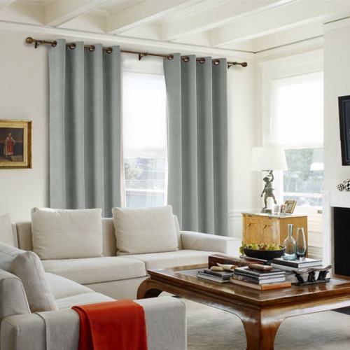 CUSTOM Kante Gray Polyester Cotton Drapery With Lining Curtains
