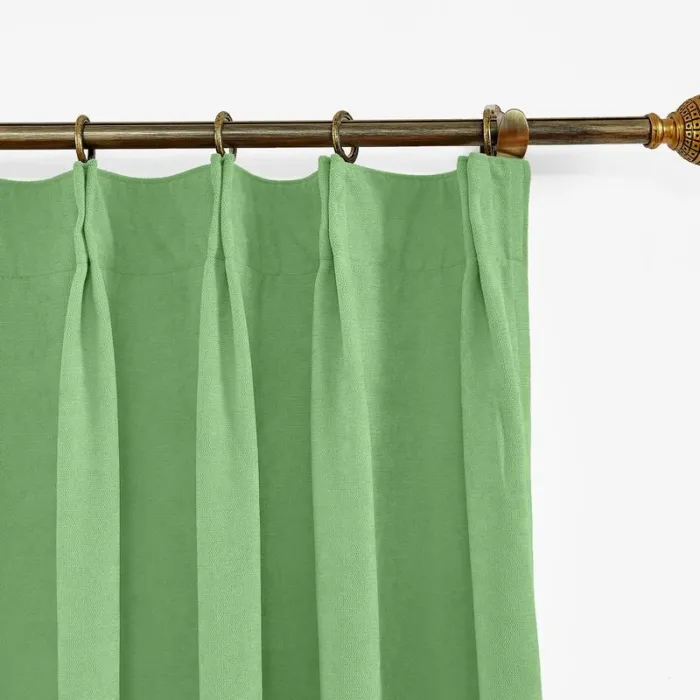 CUSTOM Kante Olive Polyester Cotton Drapery With Lining Curtains