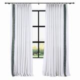 AMARA Polyester Linen Curtain Drapery With Decorative Trim Custom Sold Per Pair