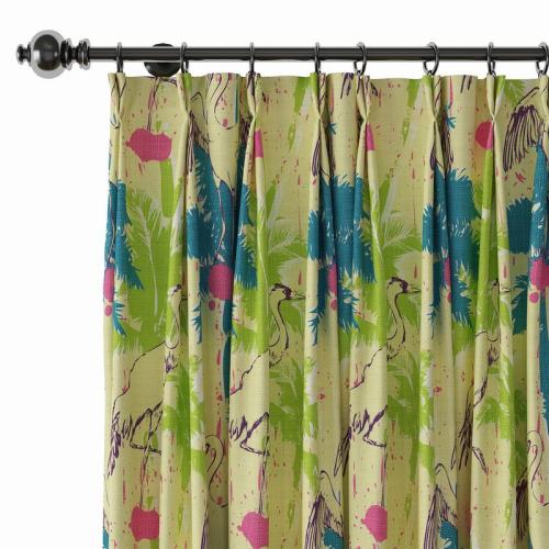 Tropical Print Polyester Linen Curtain Drapery with Privacy Blackout Thermal Lining BONNIE