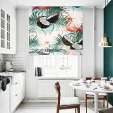 Print Polyester Roman Shade In Green