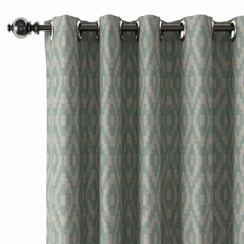 Abstract Print Polyester Linen Curtain Drapery with Privacy Blackout Thermal Lining CHARLOTTE